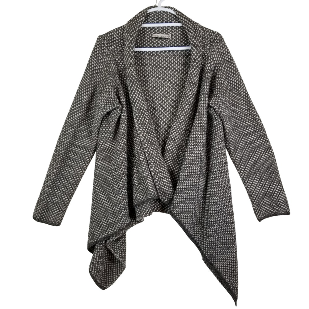 Chiaramente Italy Alpaca Wool Blend Open Front Asymmetric‎ Cardigan Sweater L